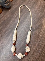 Vintage Carved Necklace With Beads